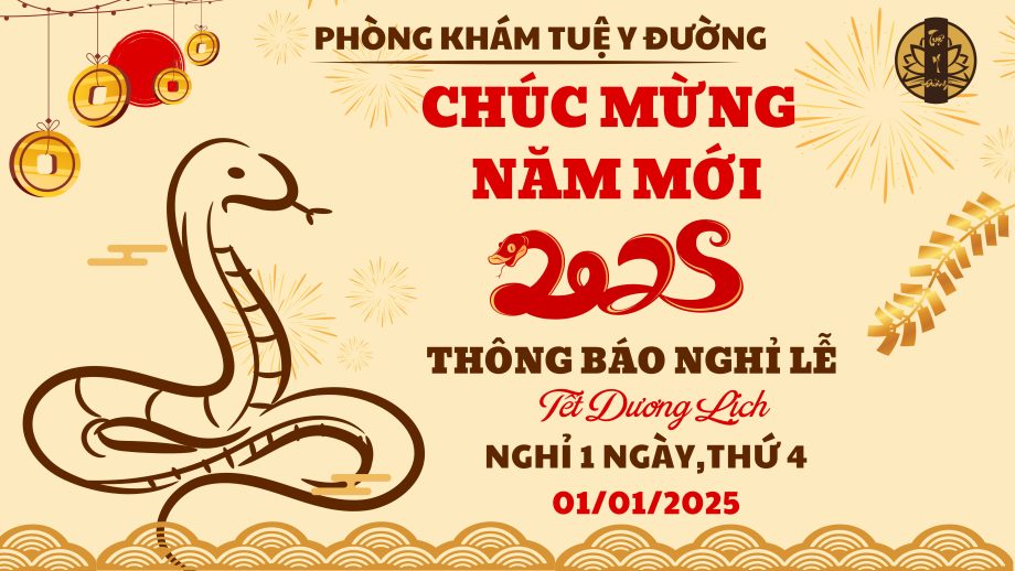 Lịch thông báo nghỉ Tết Dương Lịch 2025 của phòng khám Tuệ Y Đường