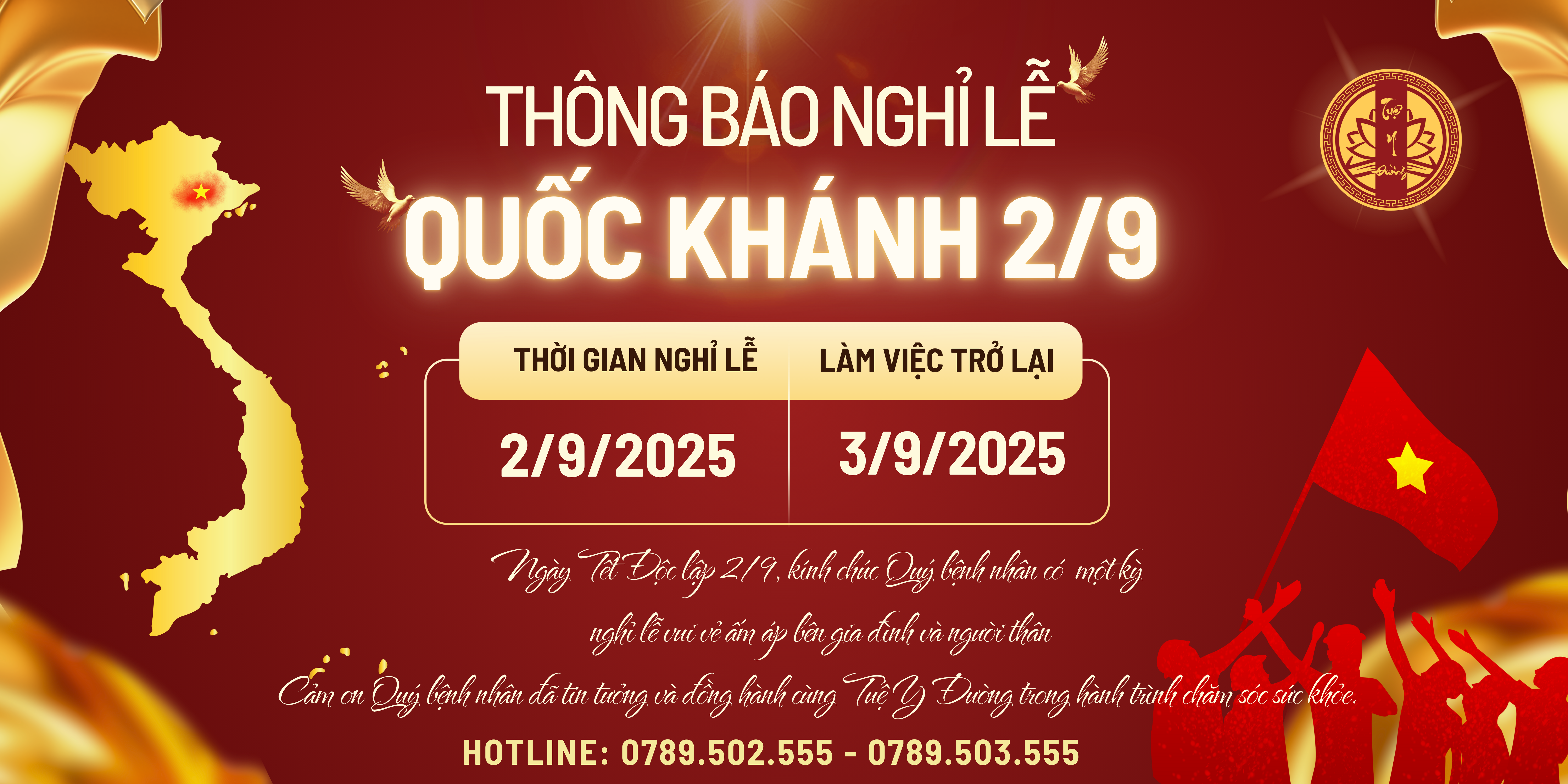Lịch nghỉ lễ 2/9 phòng khám Tuệ Y Đường